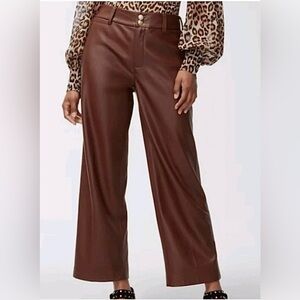 Chico’s Cambridge Brown Faux Leather Wide Leg Copped Pants Size 1.5/10